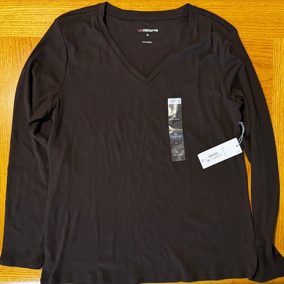 Liz Claiborne Womens V-Neck Long Sleeve T-Shirt - NWT - Size XL - Picture 3 of 4